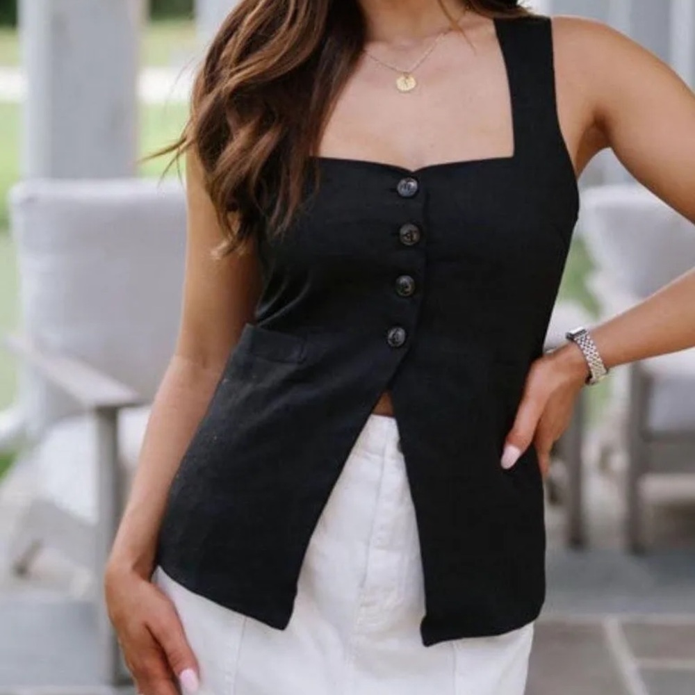 Black Fitted Sleeveless Tank Top